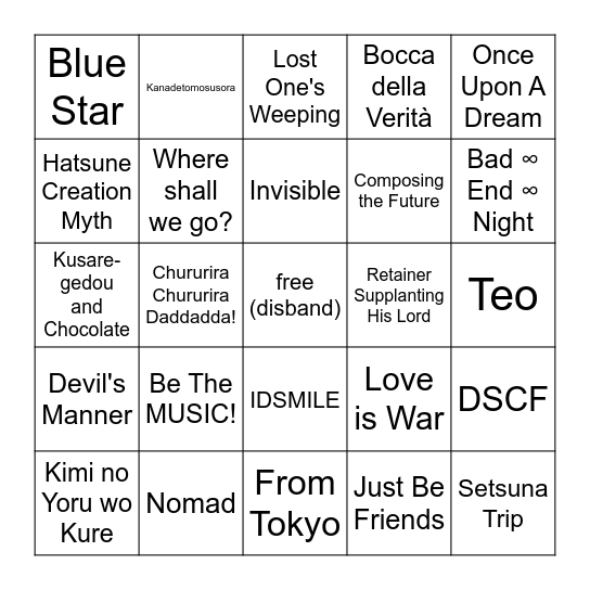 picture perfect bingo Card