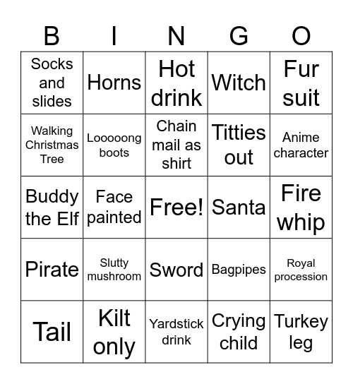 Ren Fest Bingo Card