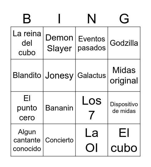 Evento del fortnite Bingo Card