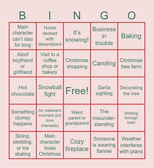 Hallmark Movie Bingo Card