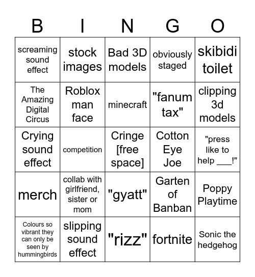 Brainrot bingo Card