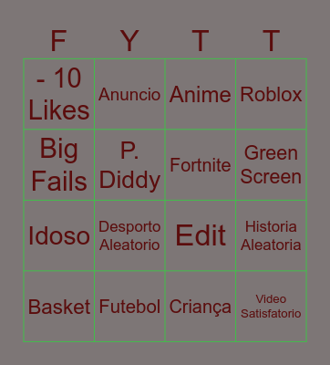 For You Tiktok Bingo Card