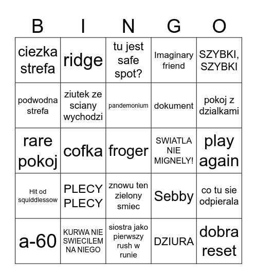 Presja Bingo Card