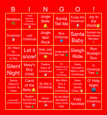 🎄CHRISTMAS MUSIC BINGO🎄 Bingo Card
