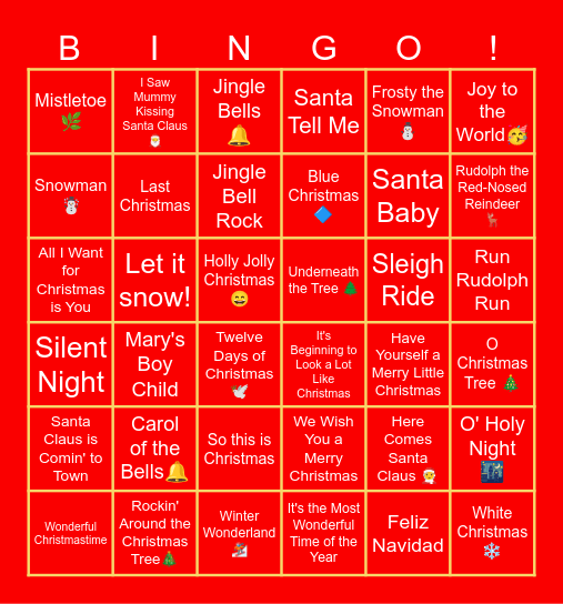 🎄CHRISTMAS MUSIC BINGO🎄 Bingo Card