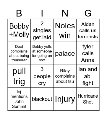 UF Bingo Card