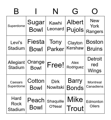 Championship Bingo Card