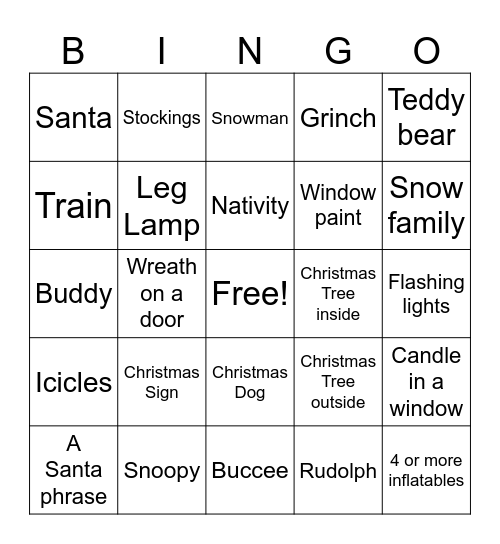 Christmas Walk Bingo Card