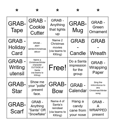 Winter Bingo Card