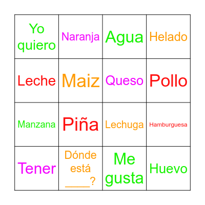 Lotería - Food Bingo Card