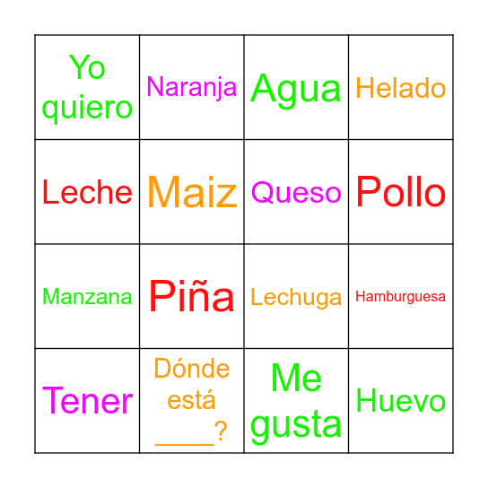 Lotería - Food Bingo Card