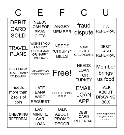 HOLIDAY BINGO Card