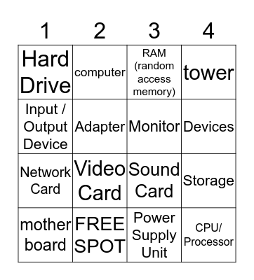 BINGO HARDWARE Bingo Card