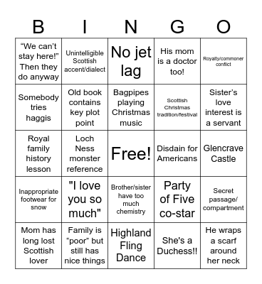 A Merry Scottish Christmas Bingo Card