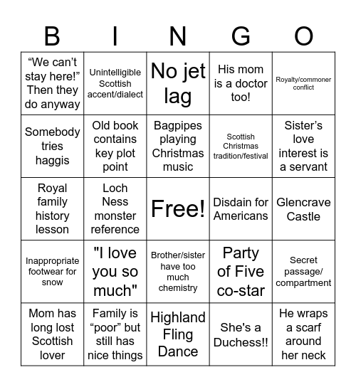 A Merry Scottish Christmas Bingo Card