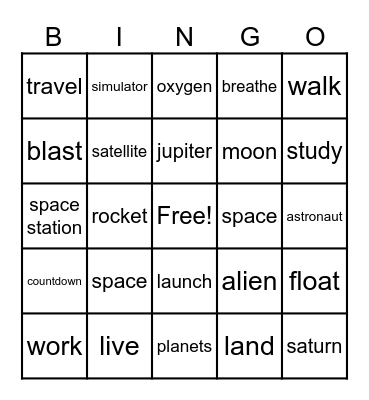 SPACE TRIP Bingo Card