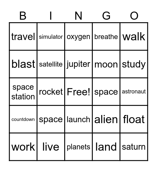 SPACE TRIP Bingo Card