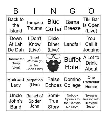 Jimmy Buffet | RD 4 | Live Classics & More Hits Bingo Card