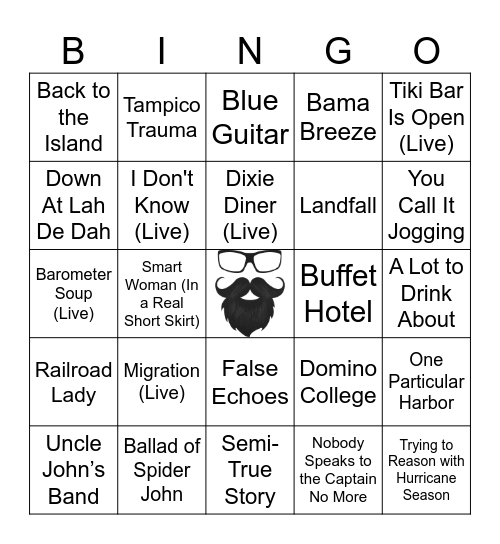 Jimmy Buffet | RD 4 | Live Classics & More Hits Bingo Card