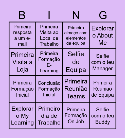 Onboarding Bingo Card