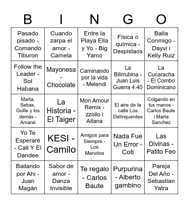 Bingo Musical 🎶 Bingo Card