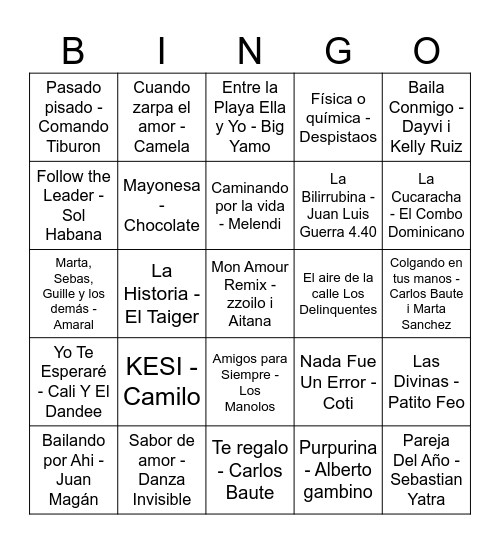 Bingo Musical 🎶 Bingo Card