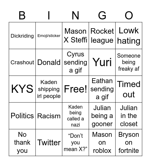 FC Bingo Card