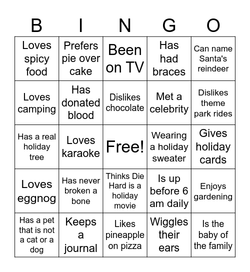 NB-IRDT Holiday Bingo! Bingo Card