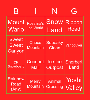 Mario Kart Christmas Bingo Card