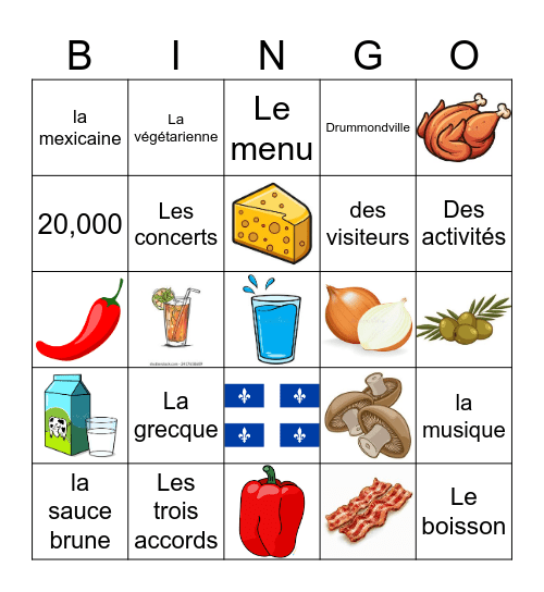 La poutine Bingo Card
