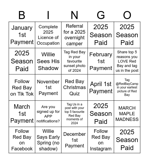 BLACK FRIDAY SEASONAL BINGO Card