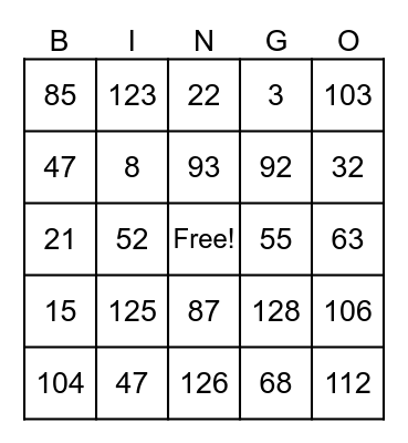 12x12 Multiplication Bingo Card
