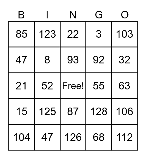 12x12 Multiplication Bingo Card