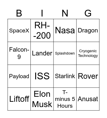 KAMARAJ SPACE CLUB Bingo Card