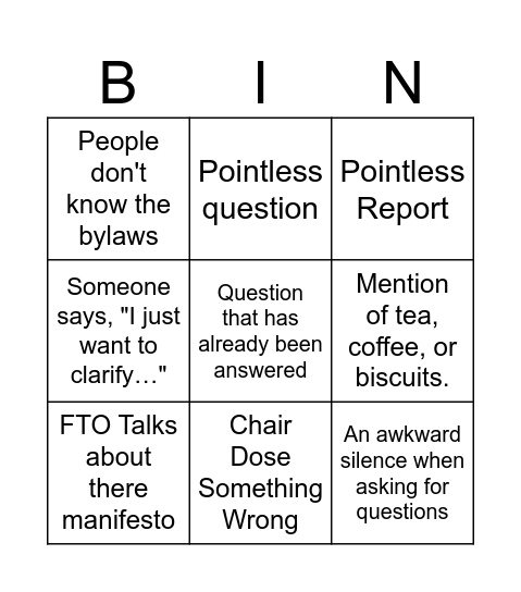 UA Bingo Card