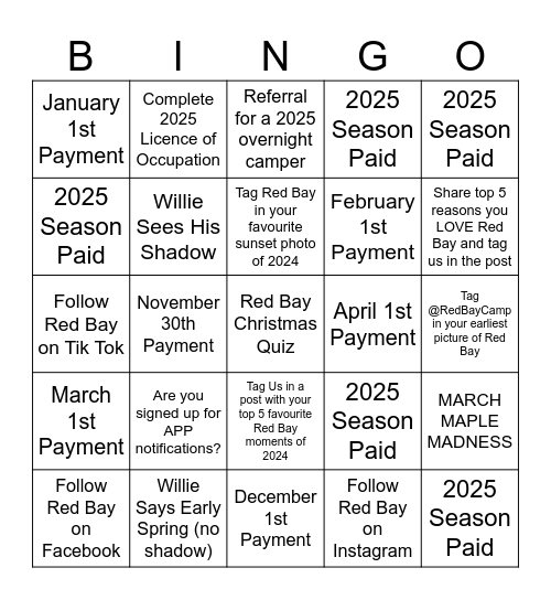 BLACK FRIDAY SEASONAL BINGO Card