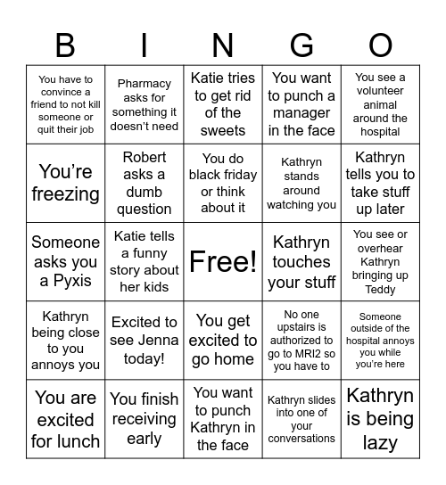 Bethany’s Bingo Card