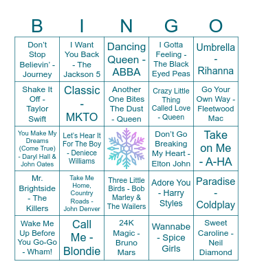 MFCU Music Bingo Card