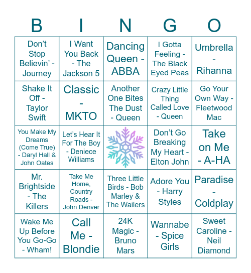 MFCU Music Bingo Card