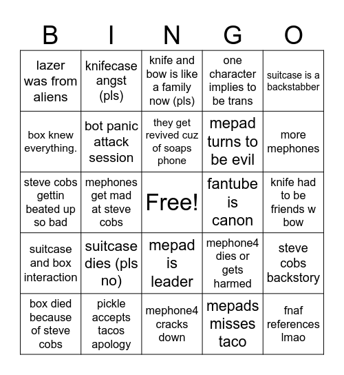 ii 18 bingo card :3 Bingo Card