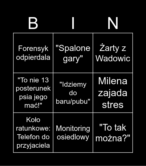 Glina Bingo Card
