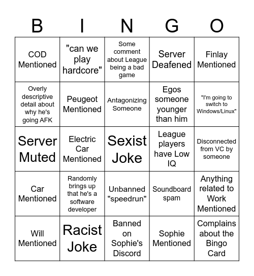 DAN BINGO Card