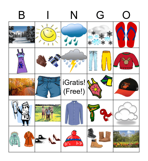 LA ROPA y LAS ESTACIONES Bingo Card