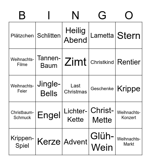 Weihnachts - BINGO Card