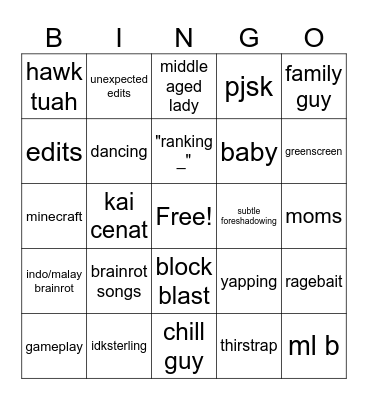 fyp pull Bingo Card