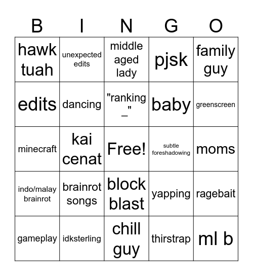 fyp pull Bingo Card