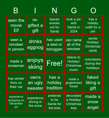 BIEEP Holiday Bingo Card