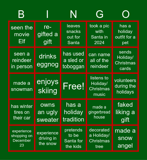 BIEEP Holiday Bingo Card