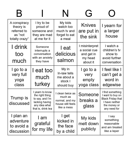 Family Bingo 2024 Bingo Card