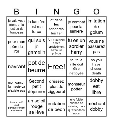 jdr Bingo Card